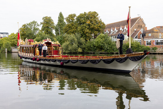 Gloriana paying its respects to The Late Queen Elizabeth II 
Rowing to Runnymede to pay its respects to the Funeral Cortege en-route to Windsor 
Monday 19th September 2022